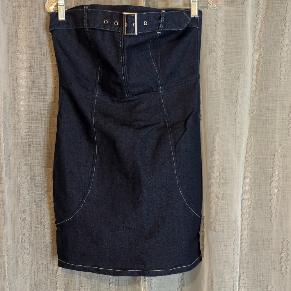 Heart & Heels Juniors Sz Lg Denim Strapless Mini Dress